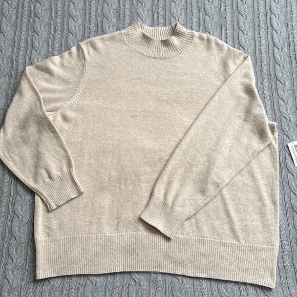Old Navy Plus Size Beige Oatmeal Cotton Knitted Turtleneck Sweater - Picture 4 of 7